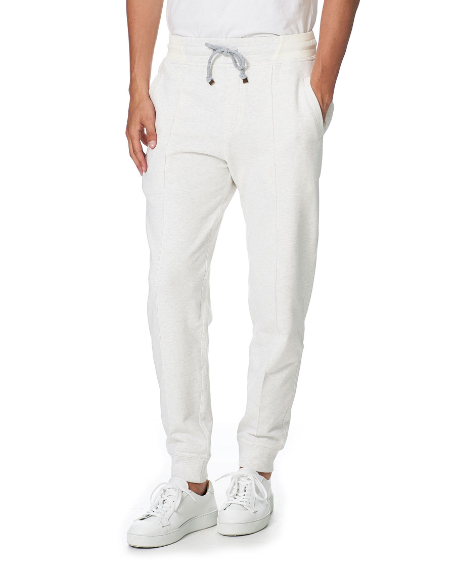 Herr | Byxor | Brunello Cucinelli | Soft Fleece Cotton Jogging Pants Off White
