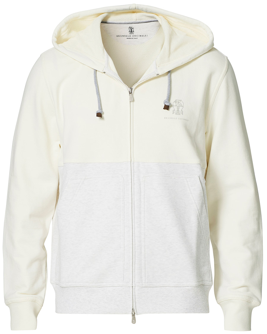 Herr | Tröjor | Brunello Cucinelli | Soft Fleece Cotton Zip Sweater Off White