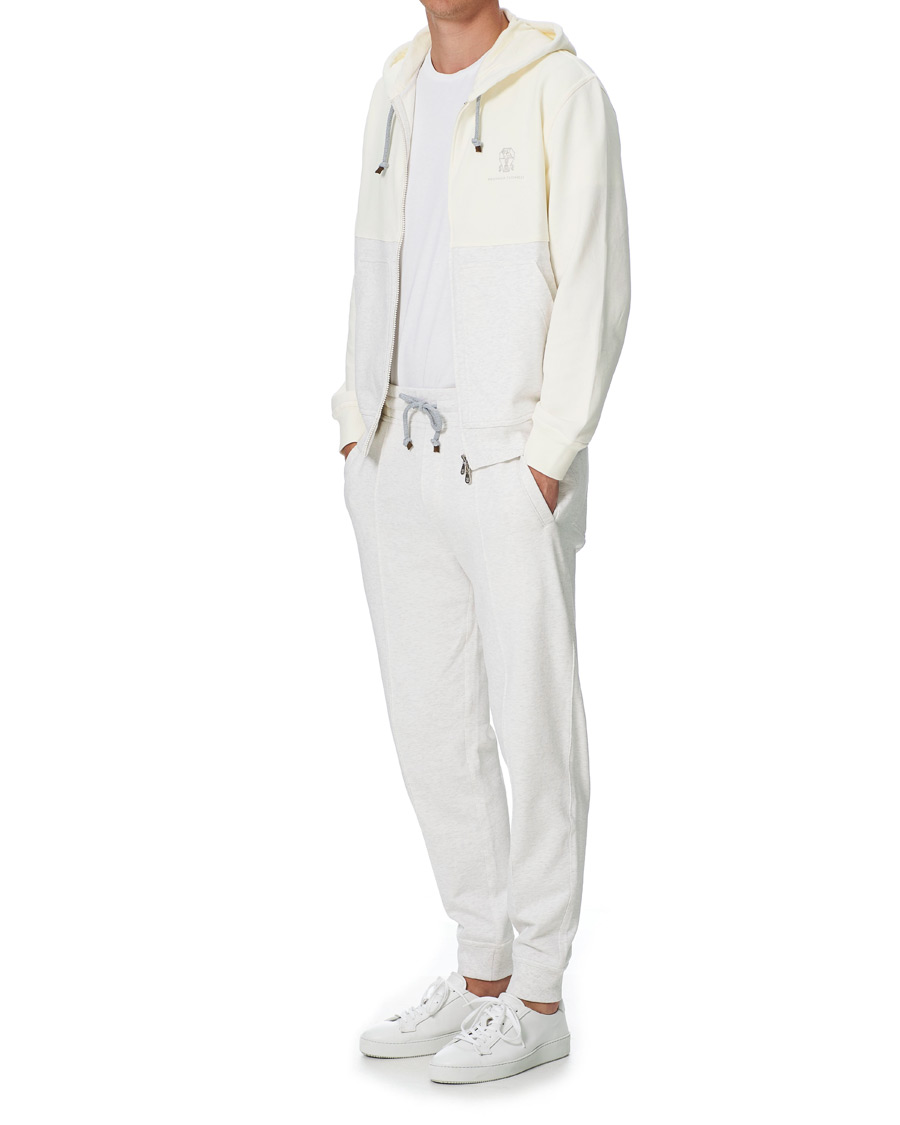 Herr | Tröjor | Brunello Cucinelli | Soft Fleece Cotton Zip Sweater Off White