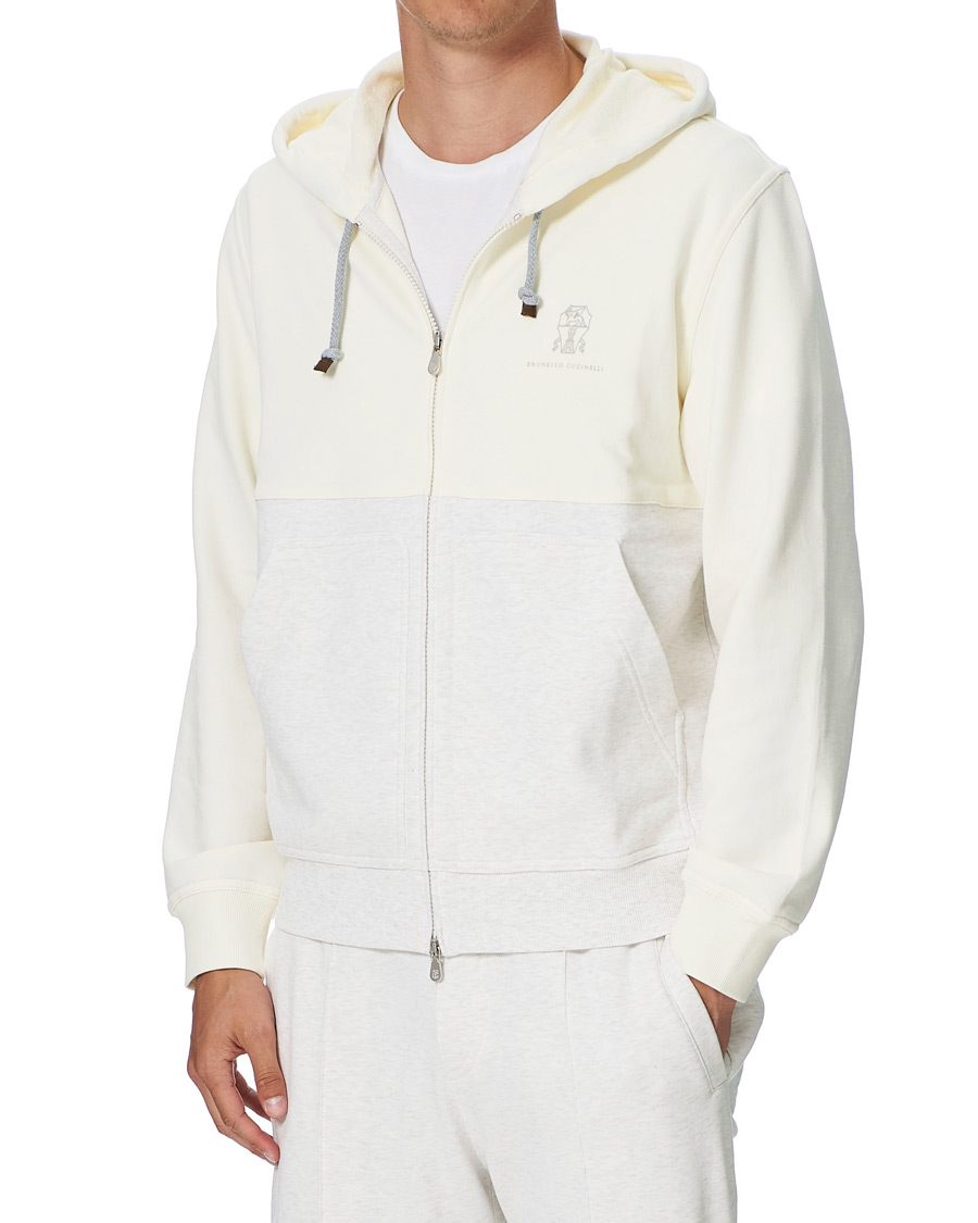 Herr | Tröjor | Brunello Cucinelli | Soft Fleece Cotton Zip Sweater Off White