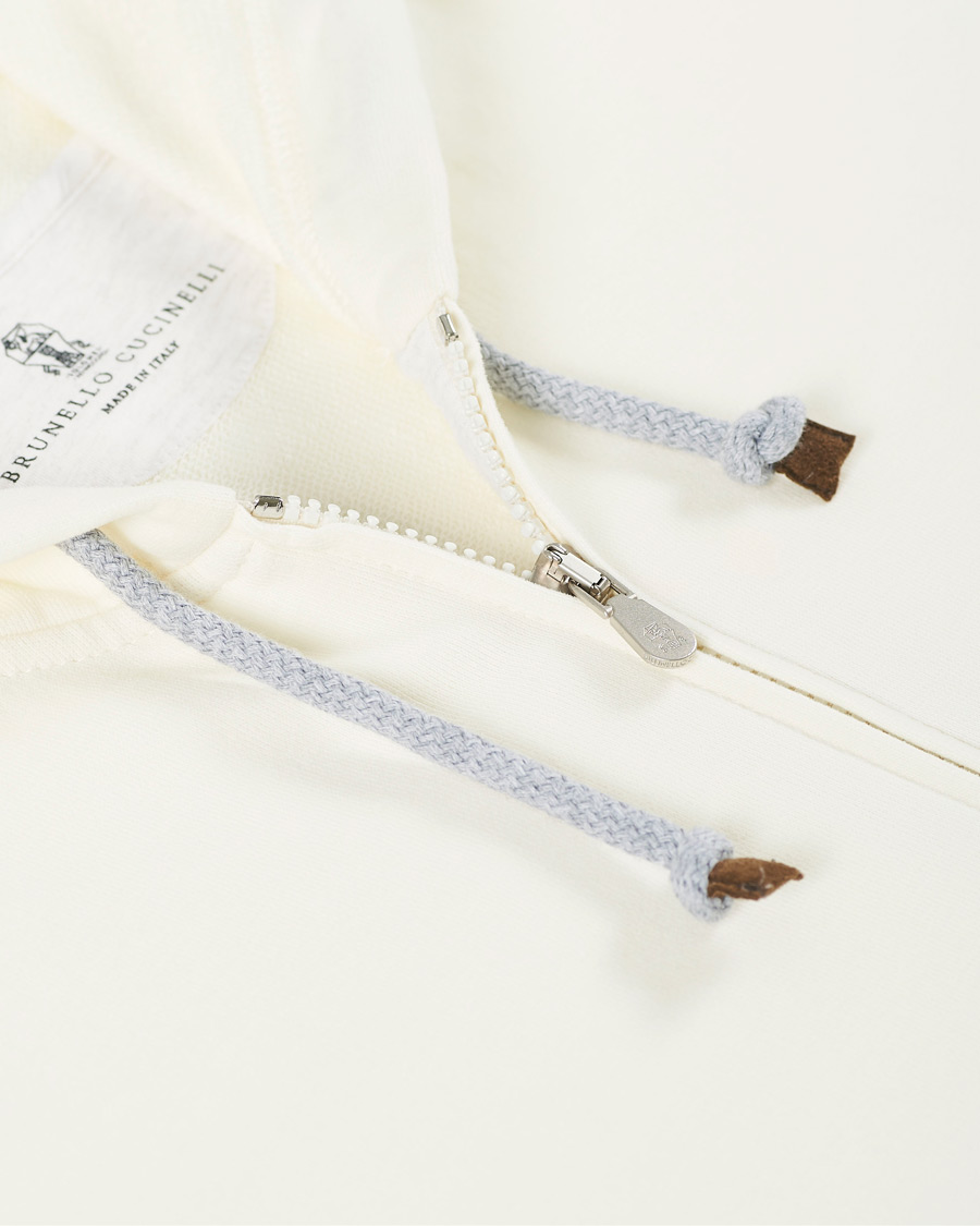Herr | Tröjor | Brunello Cucinelli | Soft Fleece Cotton Zip Sweater Off White