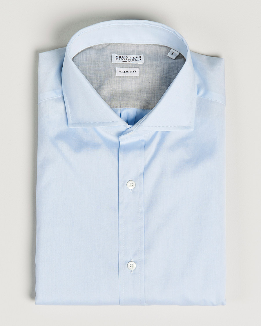 Herr | Brunello Cucinelli | Brunello Cucinelli | Slim Fit Poplin Shirt Light Blue