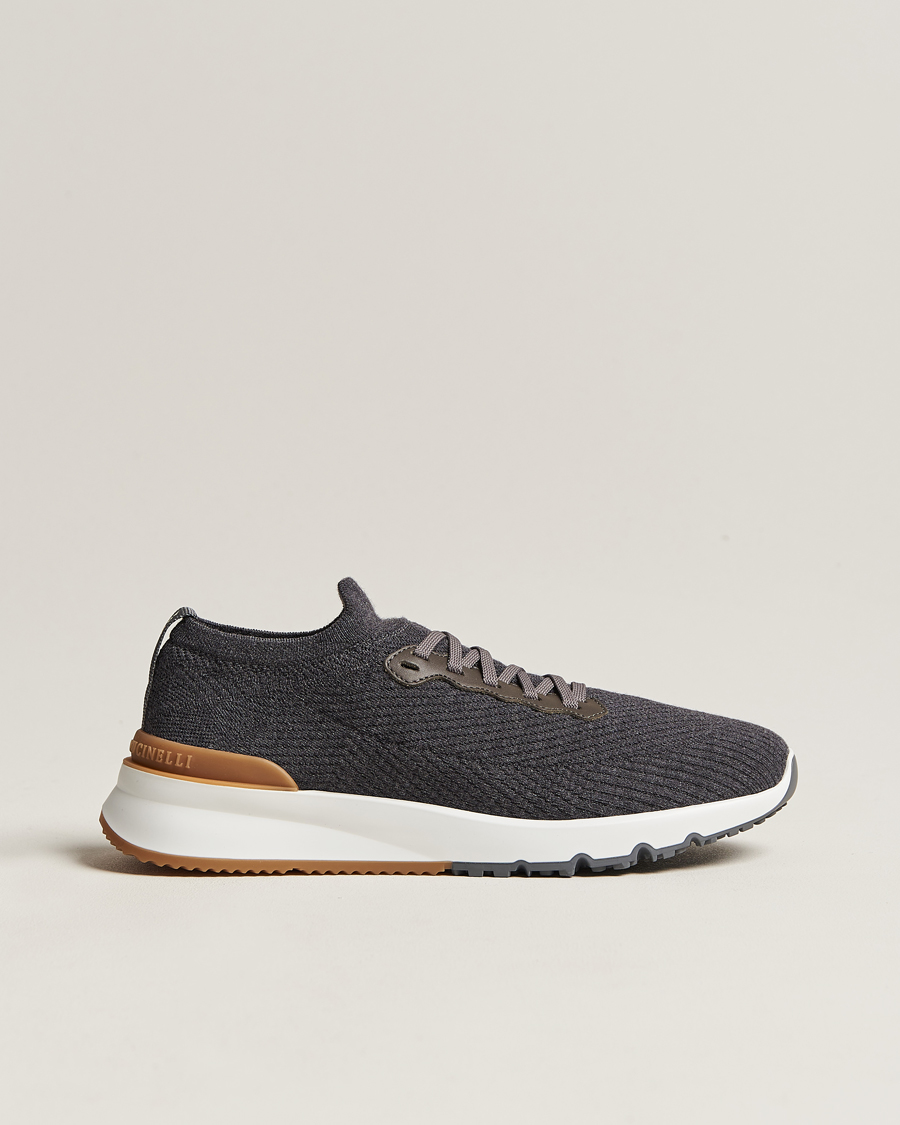 Herr | Brunello Cucinelli Flannel Running Sneakers Dark Grey | Brunello Cucinelli | Flannel Running Sneakers Dark Grey