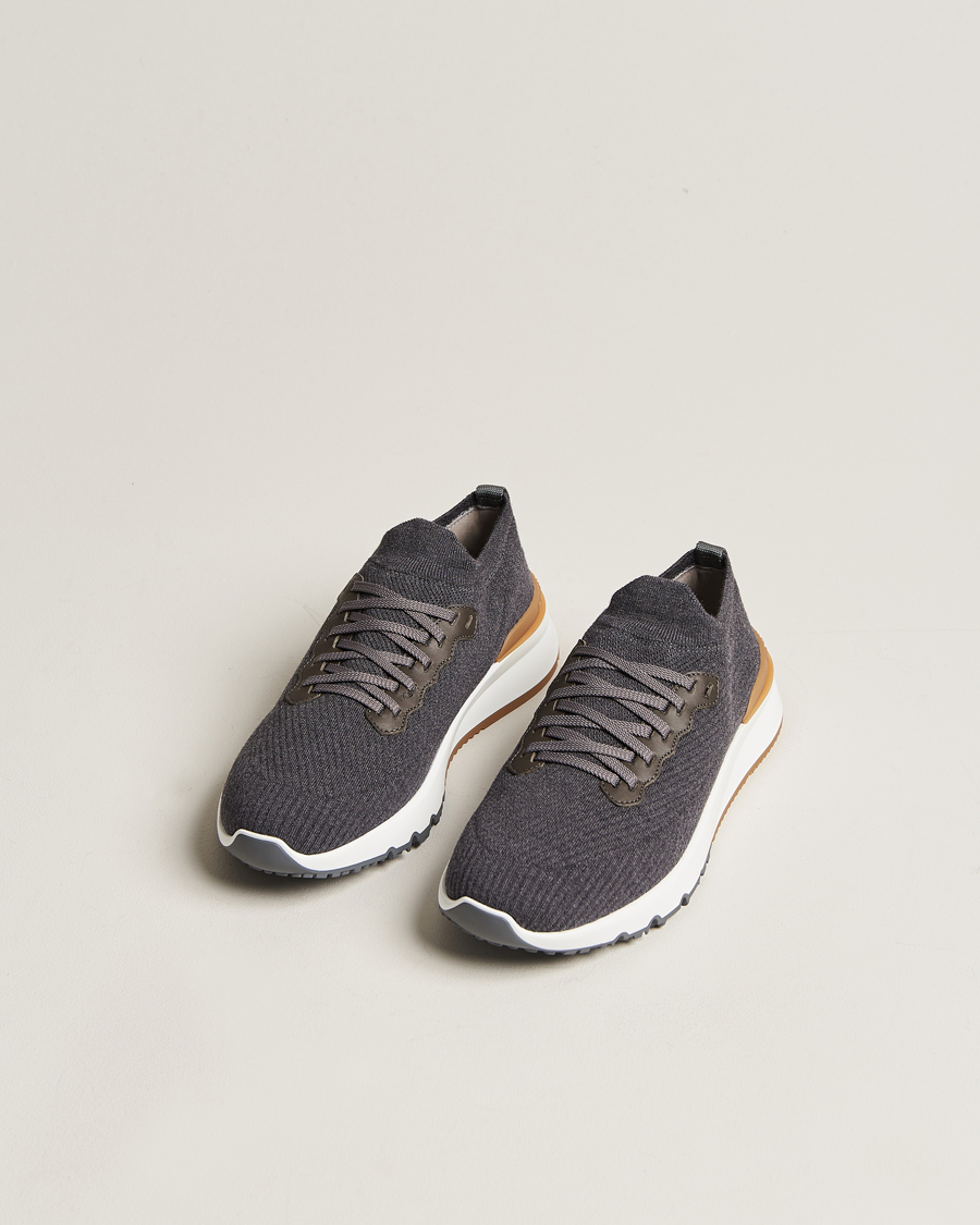 Herr | Sneakers | Brunello Cucinelli | Flannel Running Sneakers Dark Grey