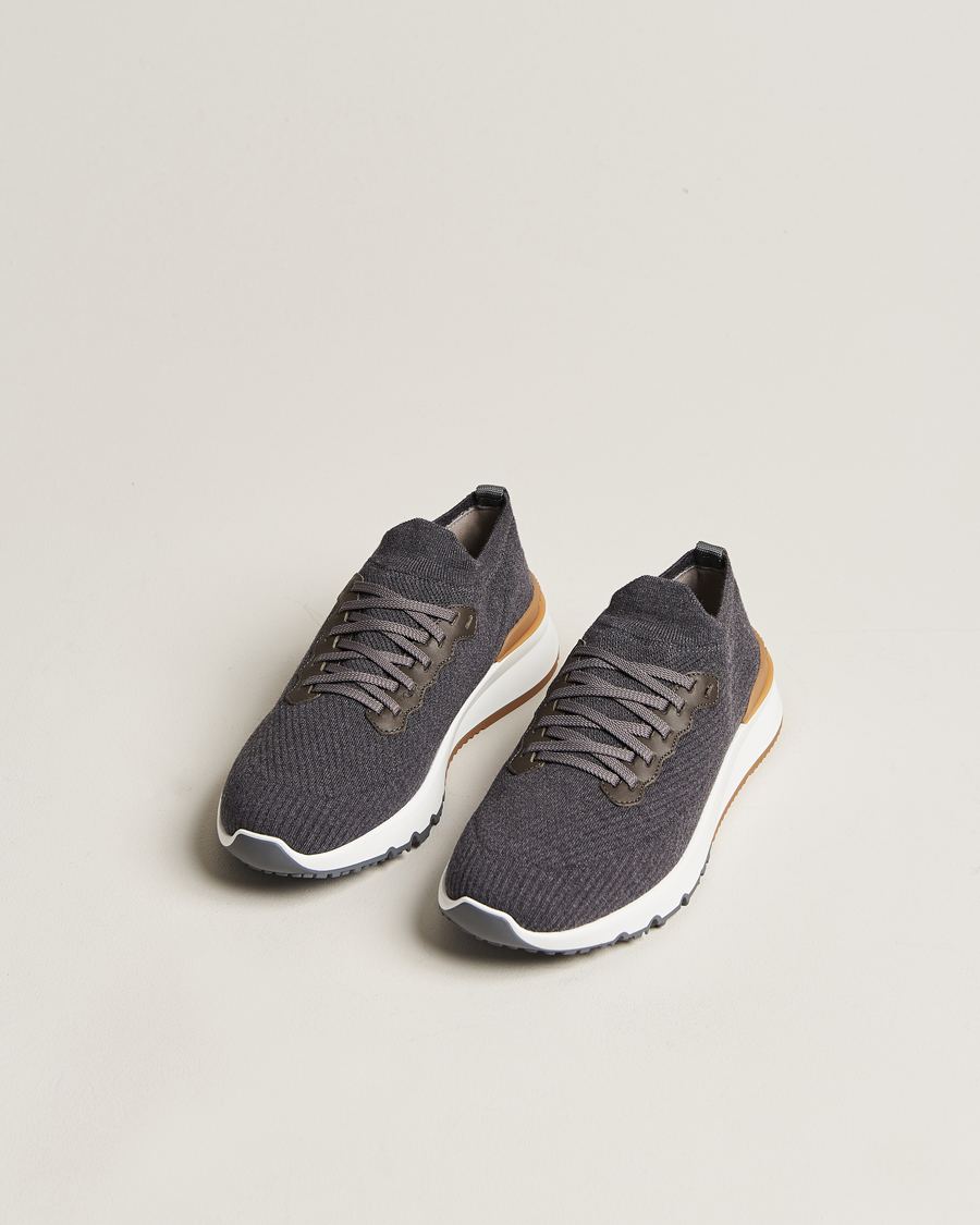 Herr | Brunello Cucinelli Flannel Running Sneakers Dark Grey | Brunello Cucinelli | Flannel Running Sneakers Dark Grey