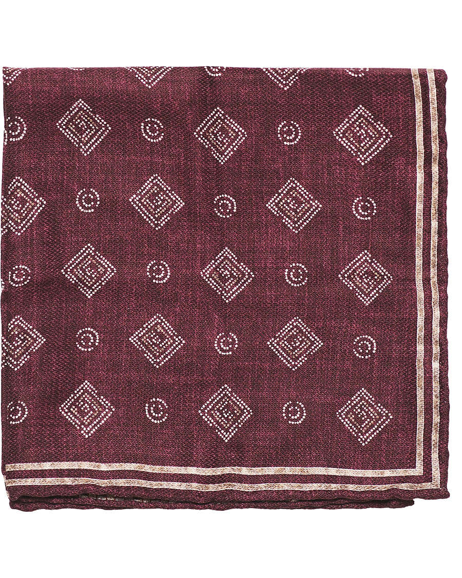 Herr | Brunello Cucinelli Micro Pattern Silk Pocket Square Burgundy | Brunello Cucinelli | Micro Pattern Silk Pocket Square Burgundy