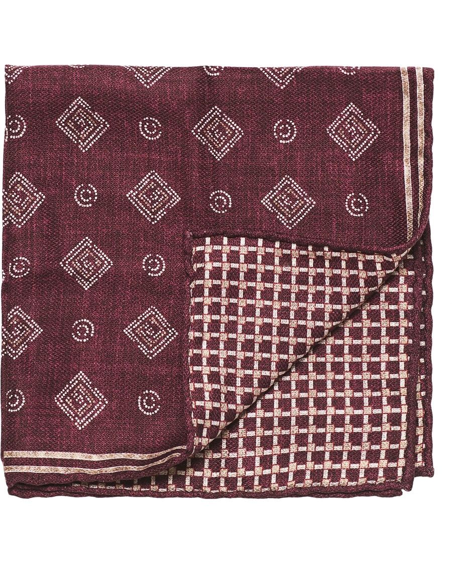 Herr | Brunello Cucinelli Micro Pattern Silk Pocket Square Burgundy | Brunello Cucinelli | Micro Pattern Silk Pocket Square Burgundy
