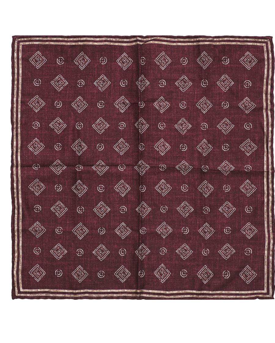 Herr | Brunello Cucinelli Micro Pattern Silk Pocket Square Burgundy | Brunello Cucinelli | Micro Pattern Silk Pocket Square Burgundy