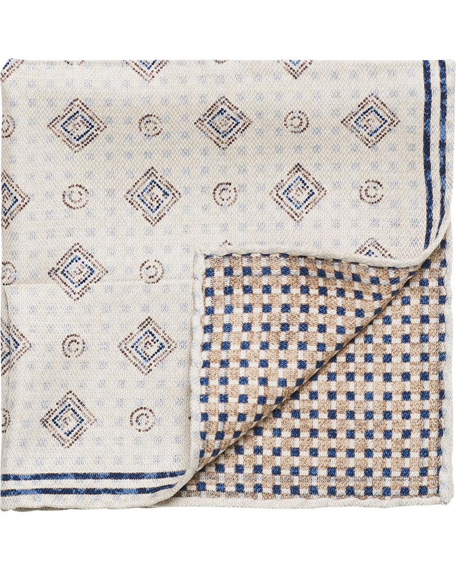 Herr | Brunello Cucinelli Micro Pattern Silk Pocket Square Beige | Brunello Cucinelli | Micro Pattern Silk Pocket Square Beige