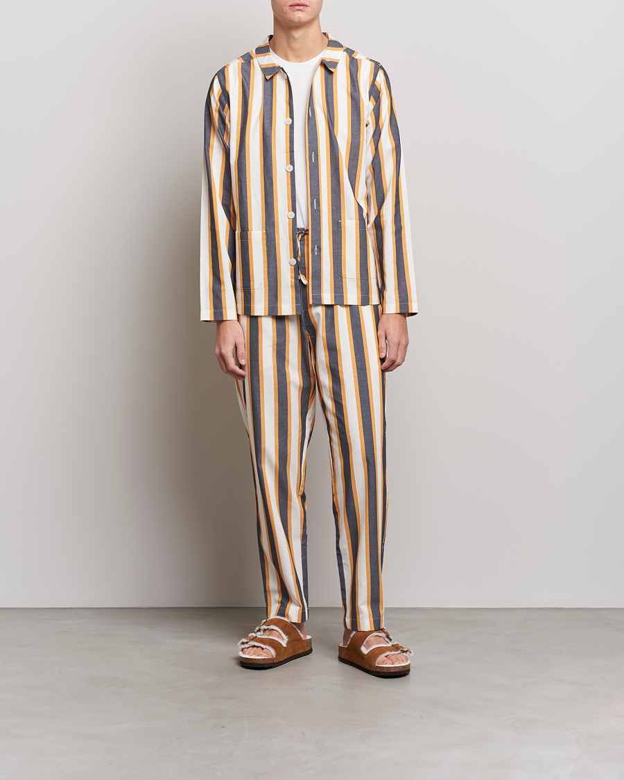 Herr | Pyjamas & Morgonrockar | Nufferton | Uno Triple Striped Pyjama Set Yellow/Blue