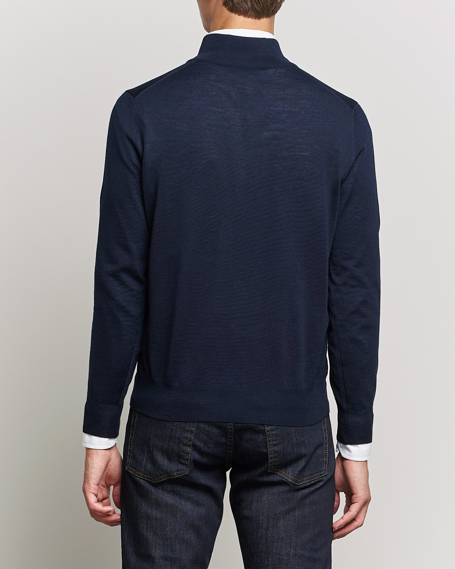 Herr | Tröjor | Canali | Merino Wool Half Zip Navy