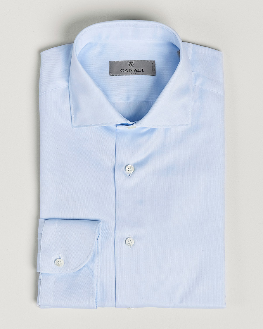 Herr | Skjortor | Canali | Slim Fit Cotton Shirt Light Blue