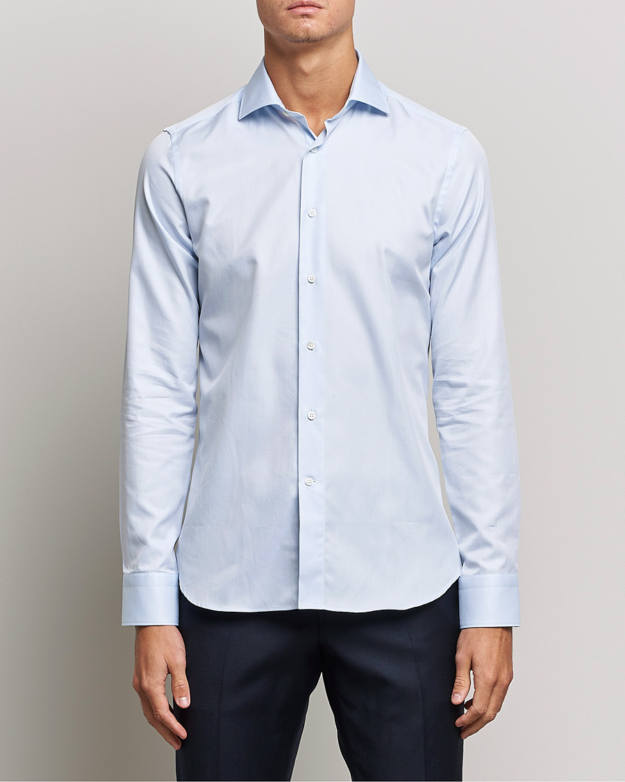 Herr | Businesskjortor | Canali | Slim Fit Cotton Shirt Light Blue