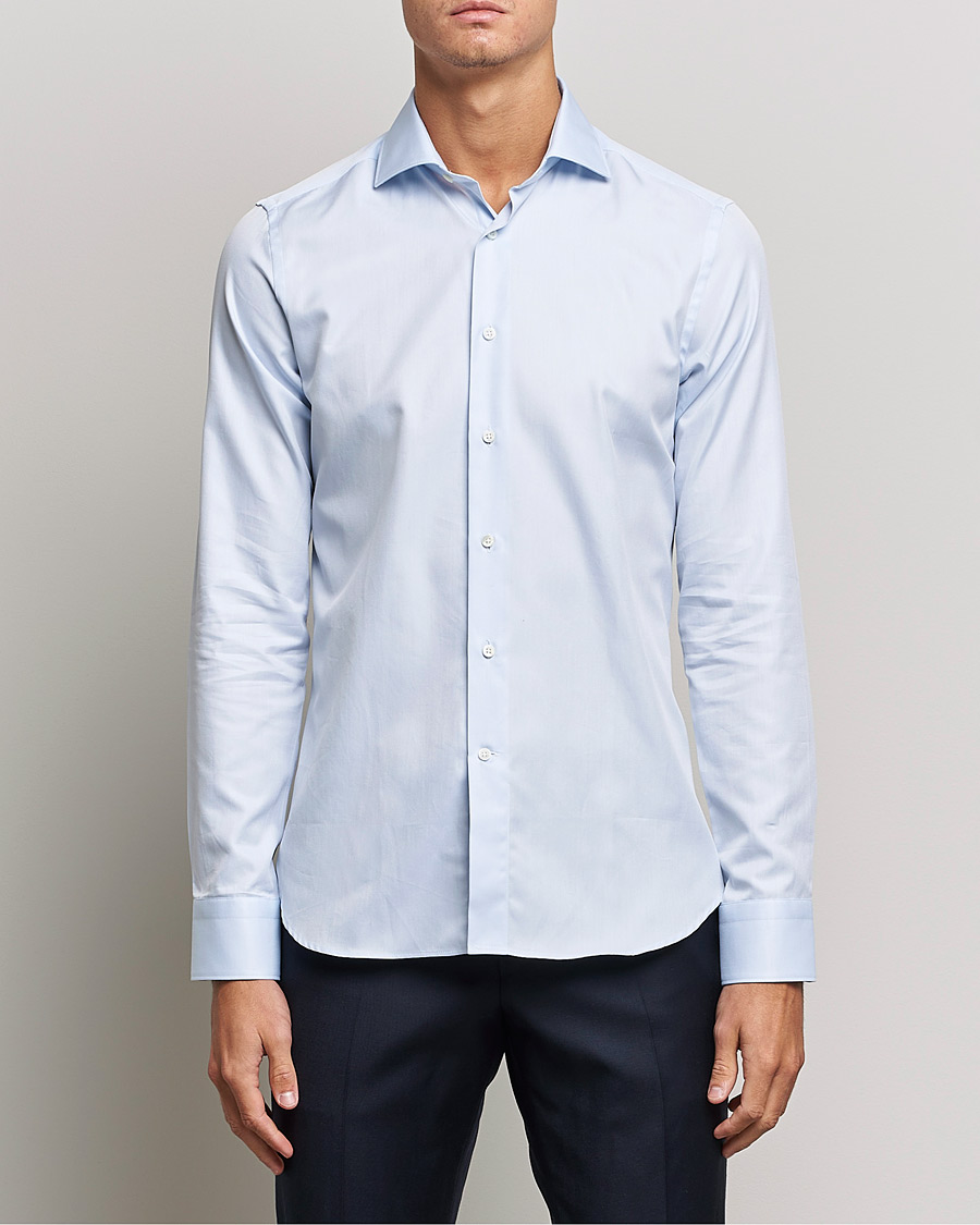 Herr | Canali | Canali | Slim Fit Cotton Shirt Light Blue