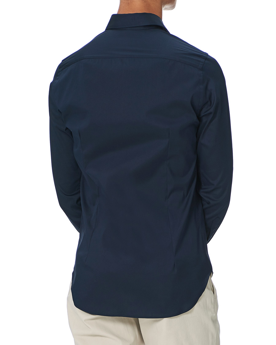 Herr | Skjortor | Canali | Slim Fit Cut Away Stretch Shirt Navy