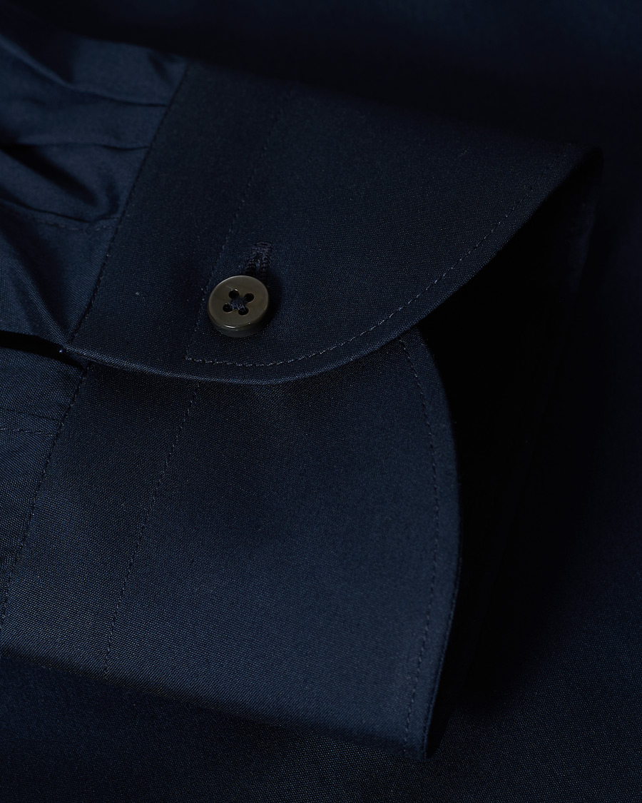 Herr | Skjortor | Canali | Slim Fit Cut Away Stretch Shirt Navy