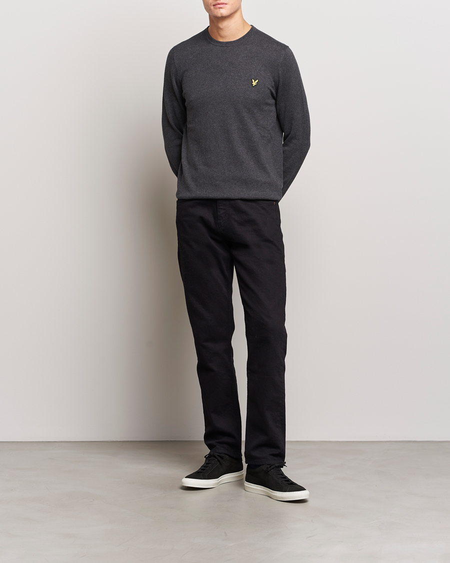 Herr | Tröjor | Lyle & Scott | Cotton/Merino Crew Neck Jumper Charcoal Marl