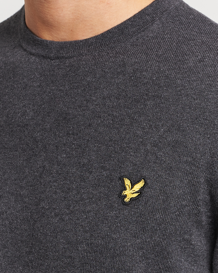 Herr | Tröjor | Lyle & Scott | Cotton/Merino Crew Neck Jumper Charcoal Marl
