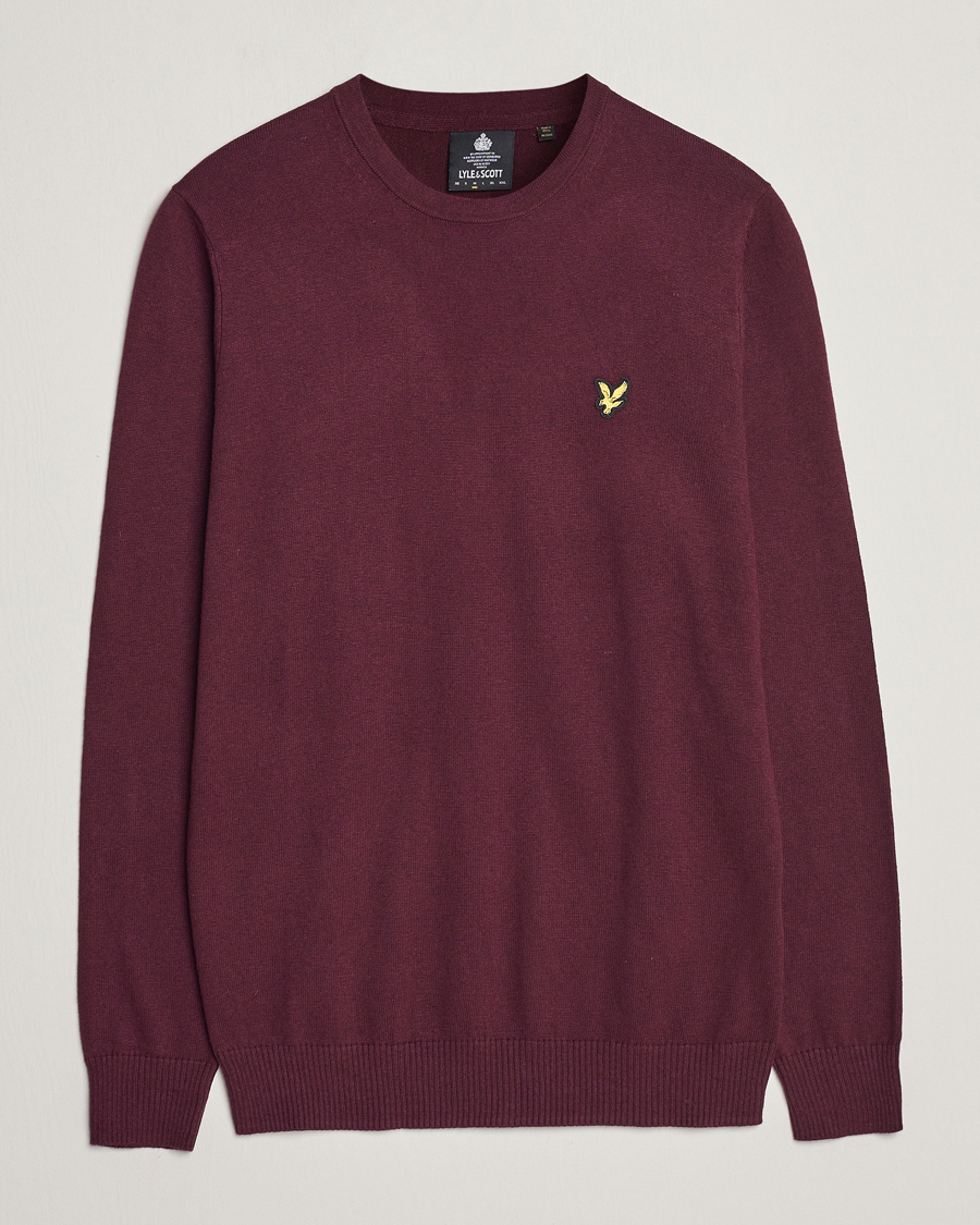 Herr | Tröjor | Lyle & Scott | Cotton/Merino Crew Neck Jumper Burgundy