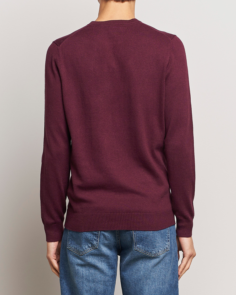 Herr | Tröjor | Lyle & Scott | Cotton/Merino Crew Neck Jumper Burgundy