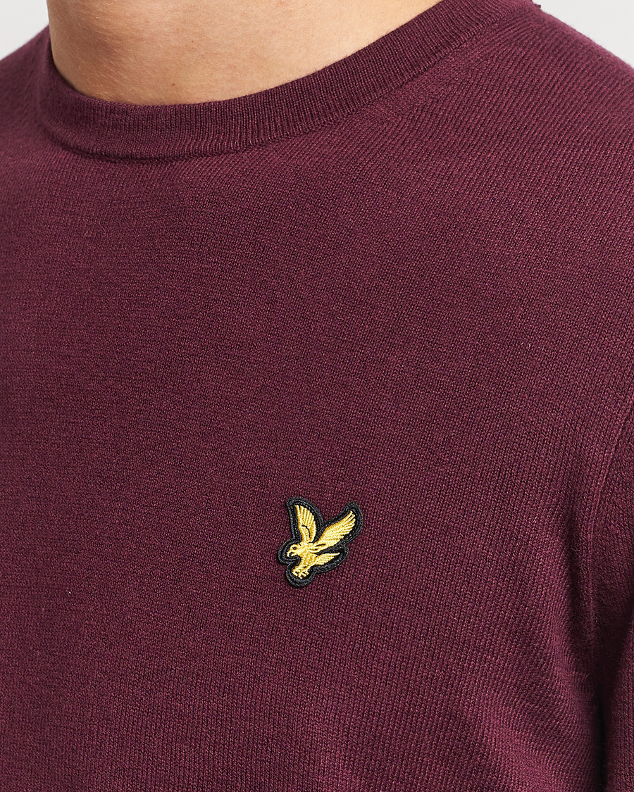 Herr | Tröjor | Lyle & Scott | Cotton/Merino Crew Neck Jumper Burgundy