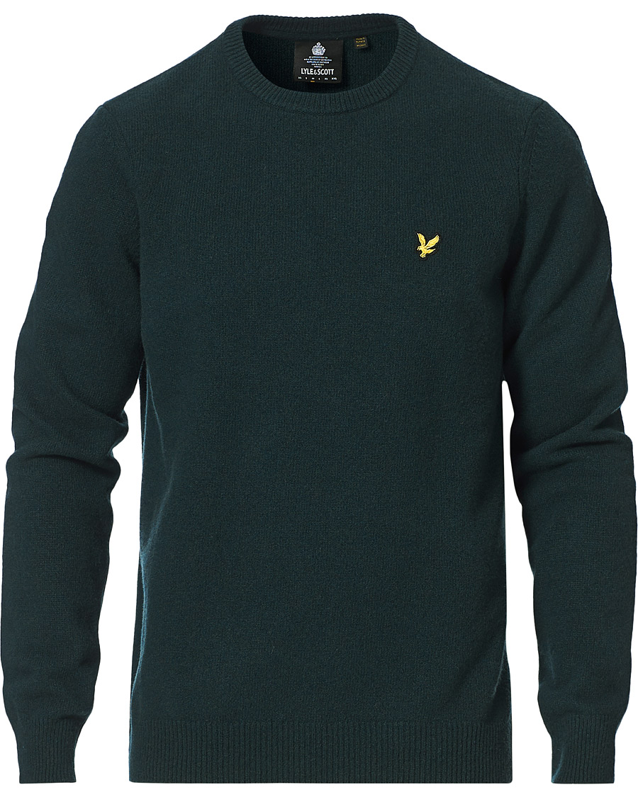Herr | Tröjor | Lyle & Scott | Lambswool Crew Neck Pullover Dark Green Marl