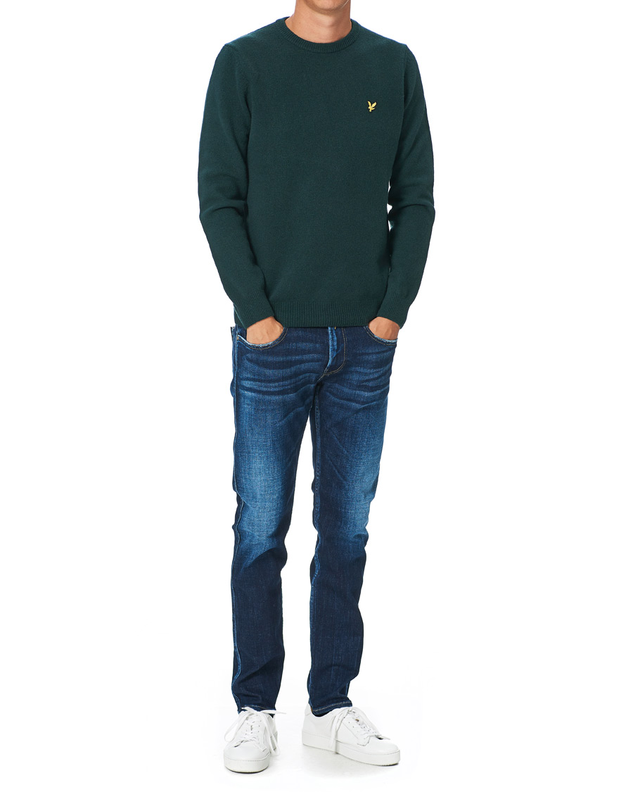 Herr | Tröjor | Lyle & Scott | Lambswool Crew Neck Pullover Dark Green Marl