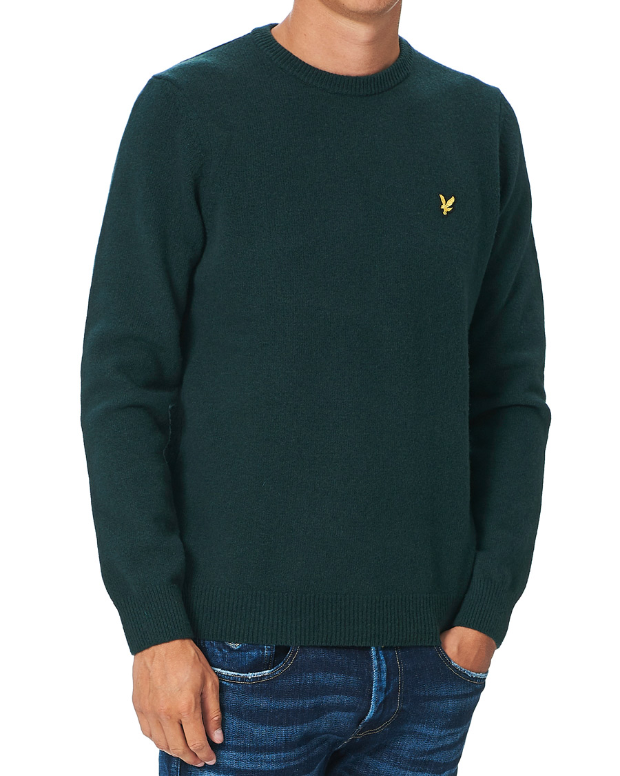 Herr | Tröjor | Lyle & Scott | Lambswool Crew Neck Pullover Dark Green Marl