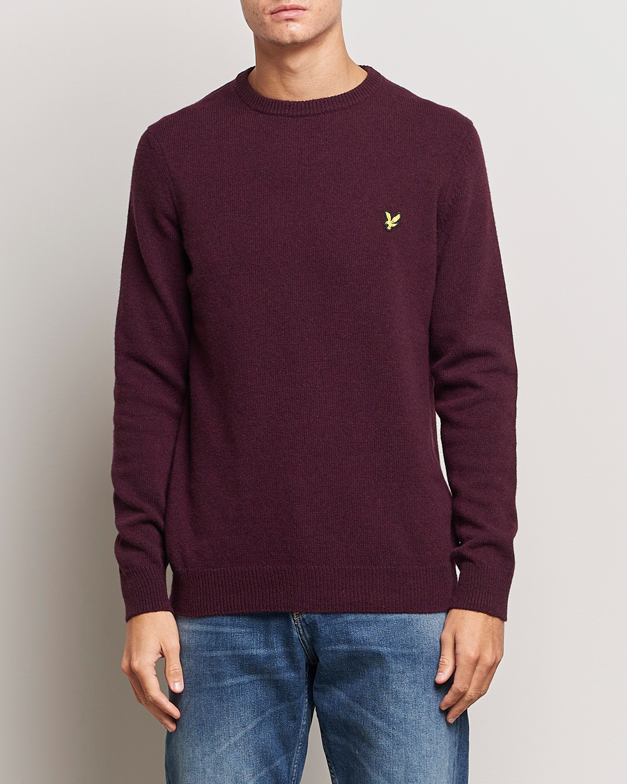 Herr | Tröjor | Lyle & Scott | Lambswool Crew Neck Pullover Burgundy Marl