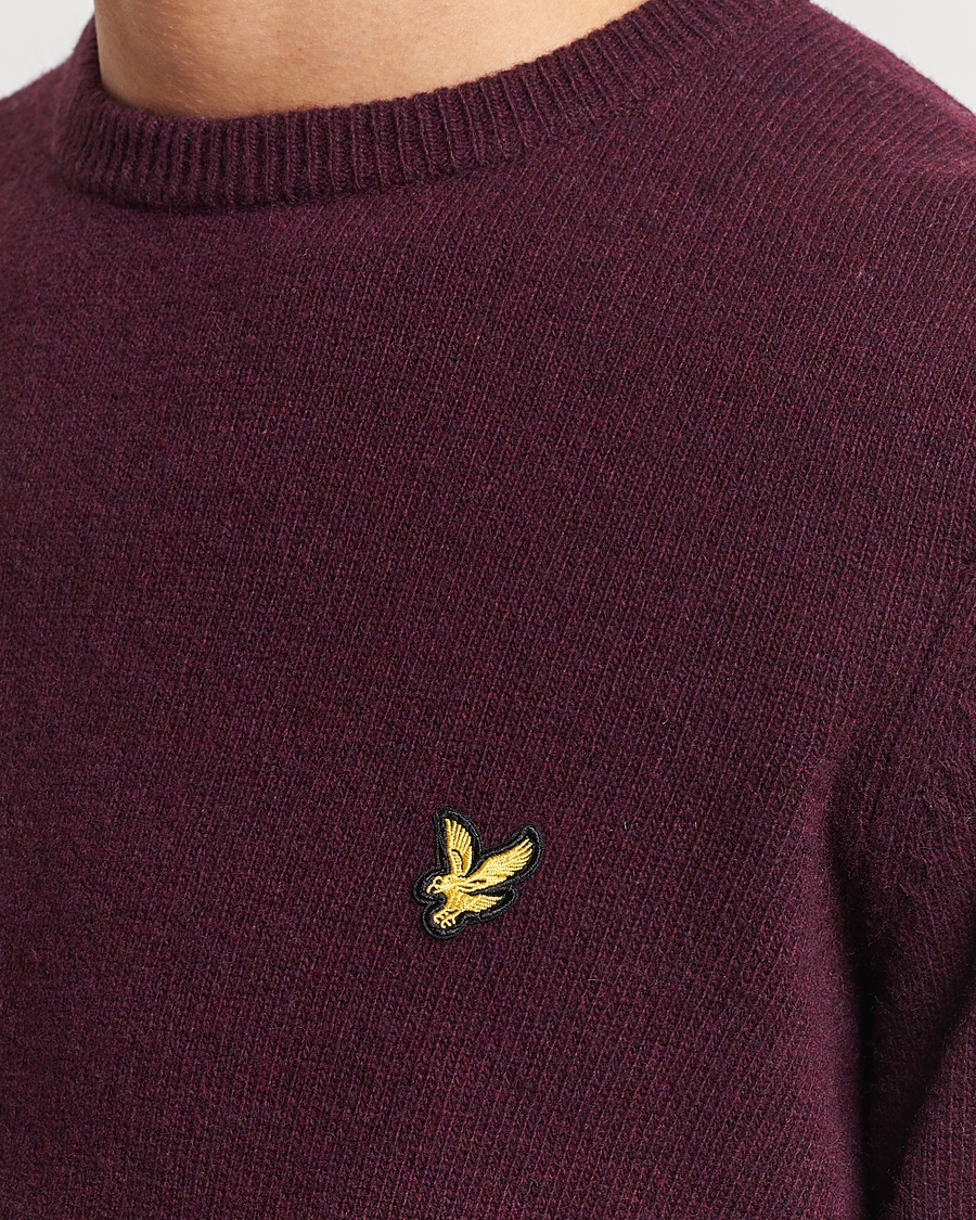 Herr | Tröjor | Lyle & Scott | Lambswool Crew Neck Pullover Burgundy Marl