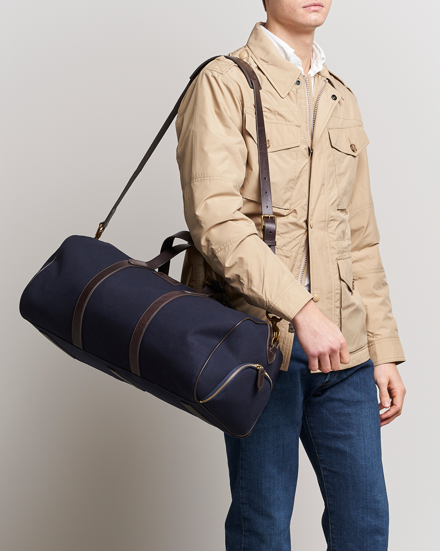 Herr | Polo Ralph Lauren Canvas/Leather Dufflebag Aviator Navy/Brown | Polo Ralph Lauren | Canvas/Leather Dufflebag Aviator Navy/Brown