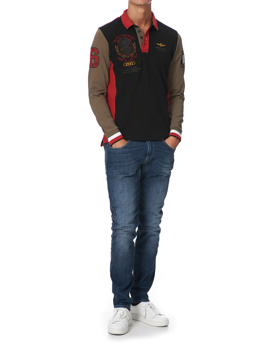 Herr | Tröjor | Aeronautica Militare | Long Sleve Logo Polo Military/Black/Red