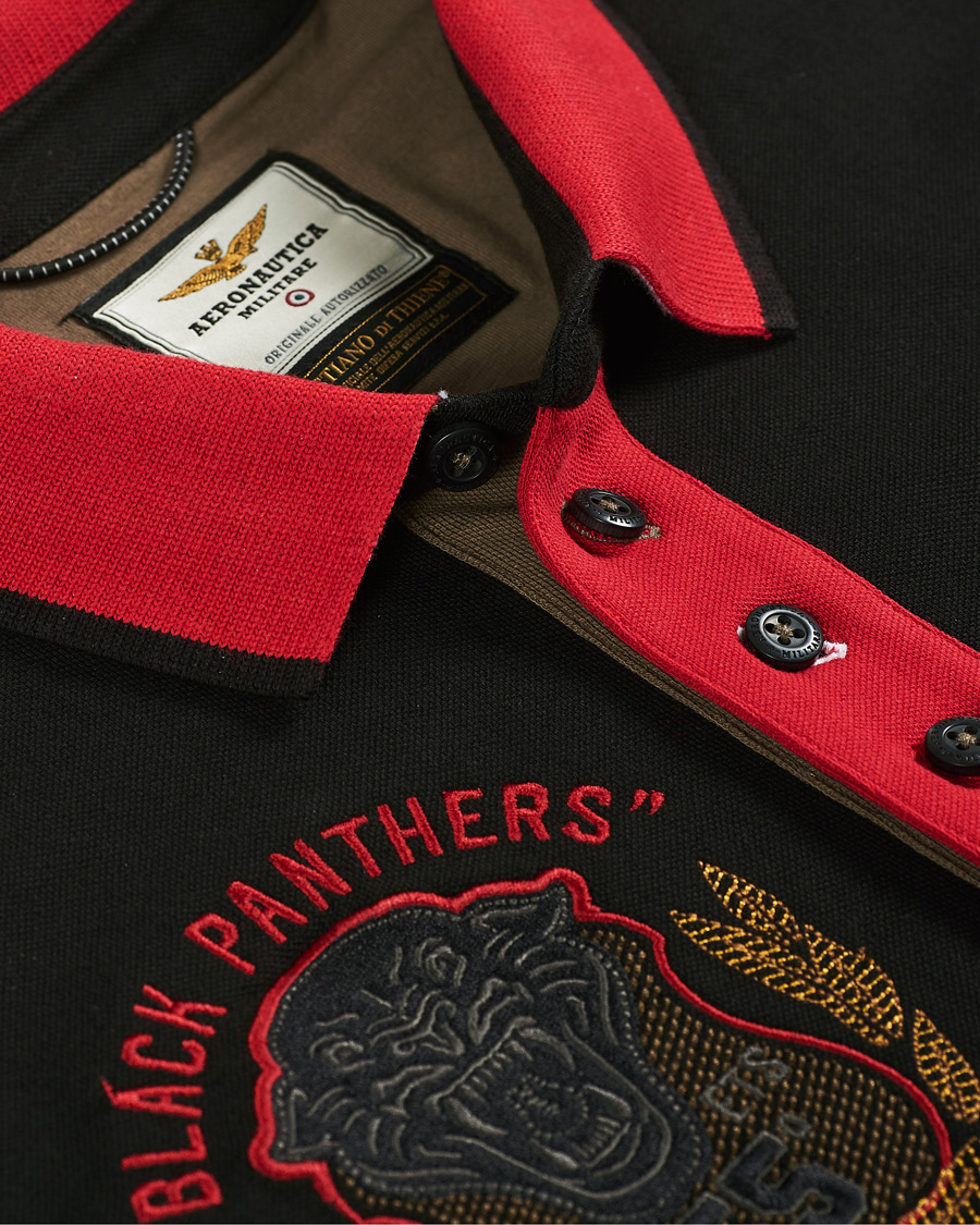 Herr | Tröjor | Aeronautica Militare | Long Sleve Logo Polo Military/Black/Red