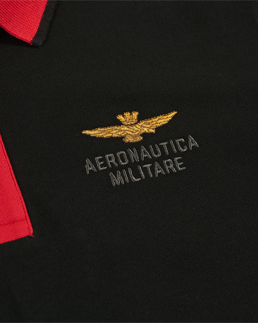 Herr | Tröjor | Aeronautica Militare | Long Sleve Logo Polo Military/Black/Red
