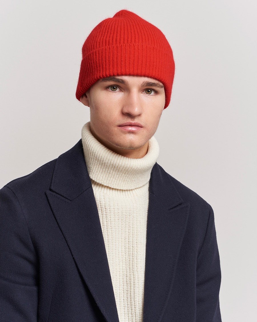 Herr | Le Bonnet Lambswool/Caregora Beanie Crimsom Red | Le Bonnet | Lambswool/Caregora Beanie Crimsom Red