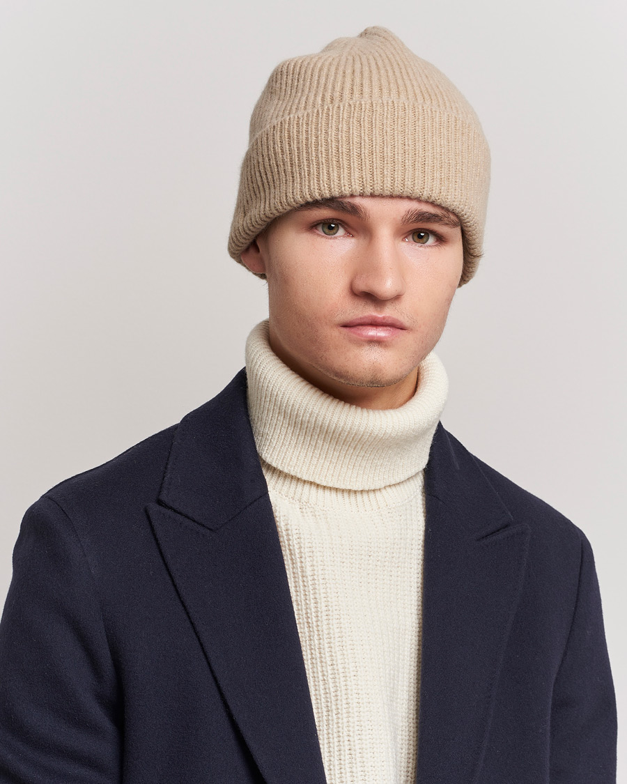 Herr | Avdelningar | Le Bonnet | Lambswool/Caregora Beanie Sand