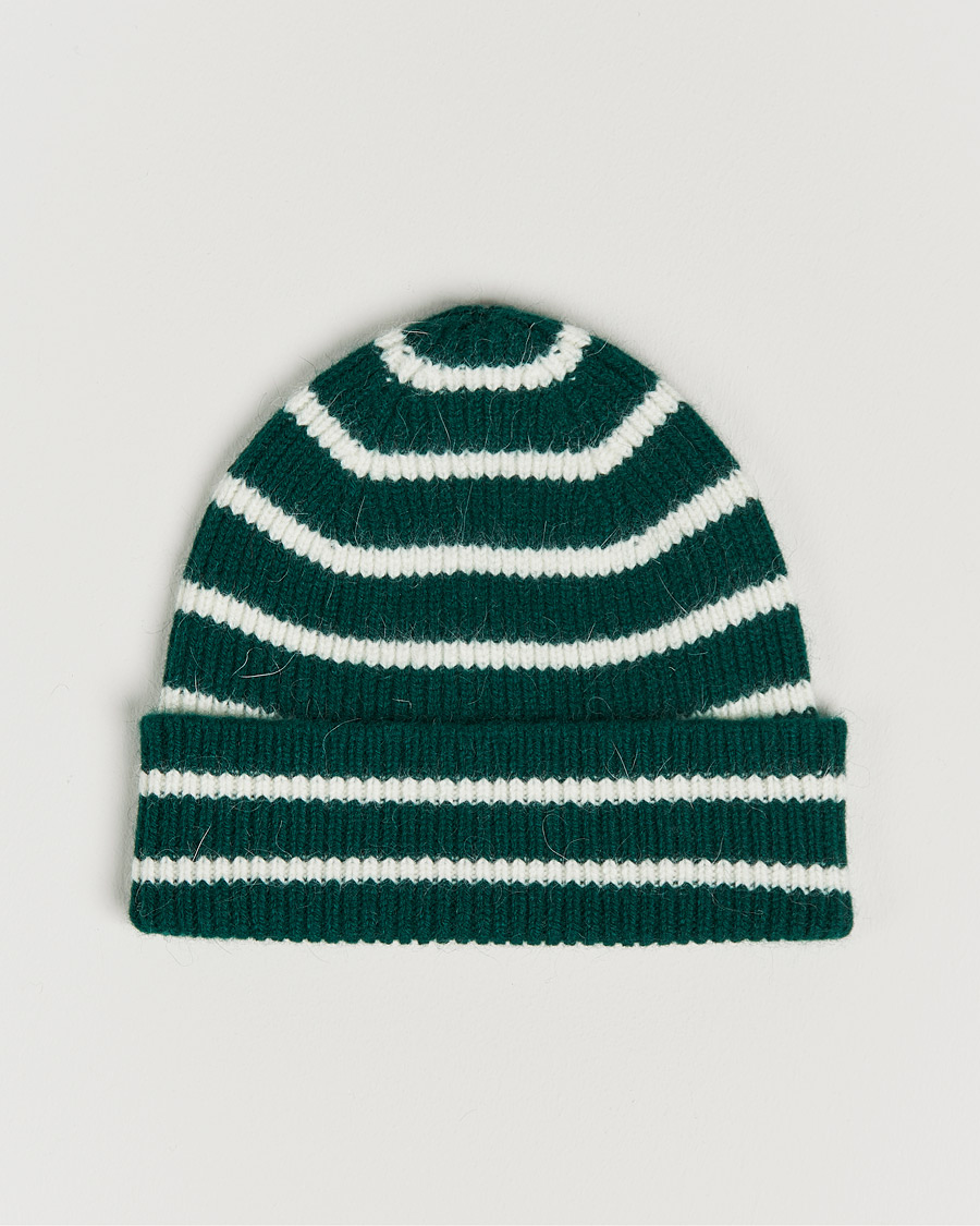 Herr | Mössor | Le Bonnet | Lambswool/Caregora Beanie Moss Strip