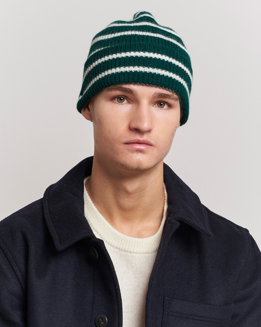 Herr | Contemporary Creators | Le Bonnet | Lambswool/Caregora Beanie Moss Strip