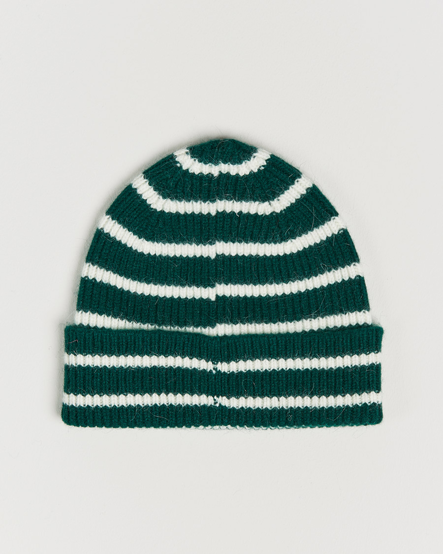 Herr | Mössor | Le Bonnet | Lambswool/Caregora Beanie Moss Strip