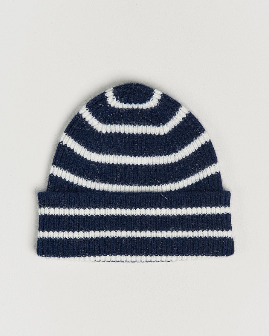 Herr | Le Bonnet Lambswool/Caregora Beanie Midnight Stripe | Le Bonnet | Lambswool/Caregora Beanie Midnight Stripe