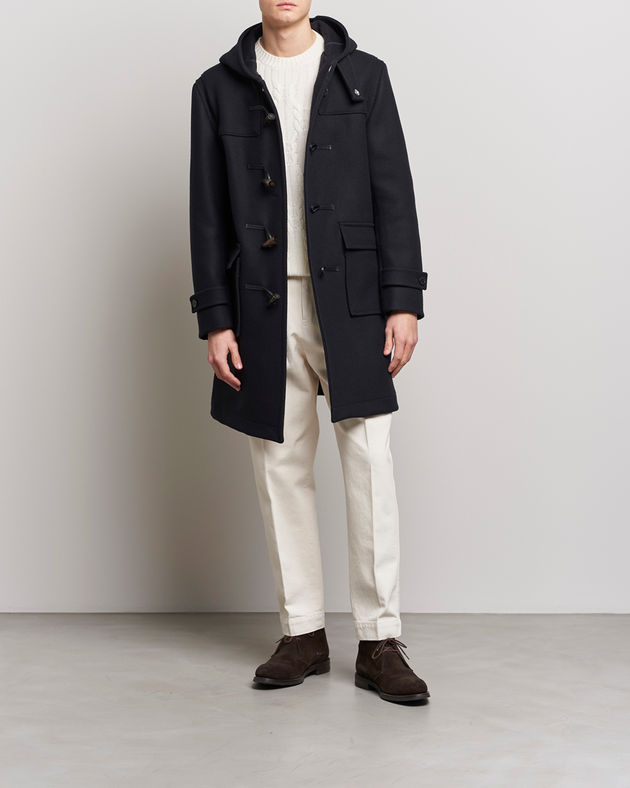 Herr | Jackor | Mackintosh | Weir Wool Hooded Duffle Navy