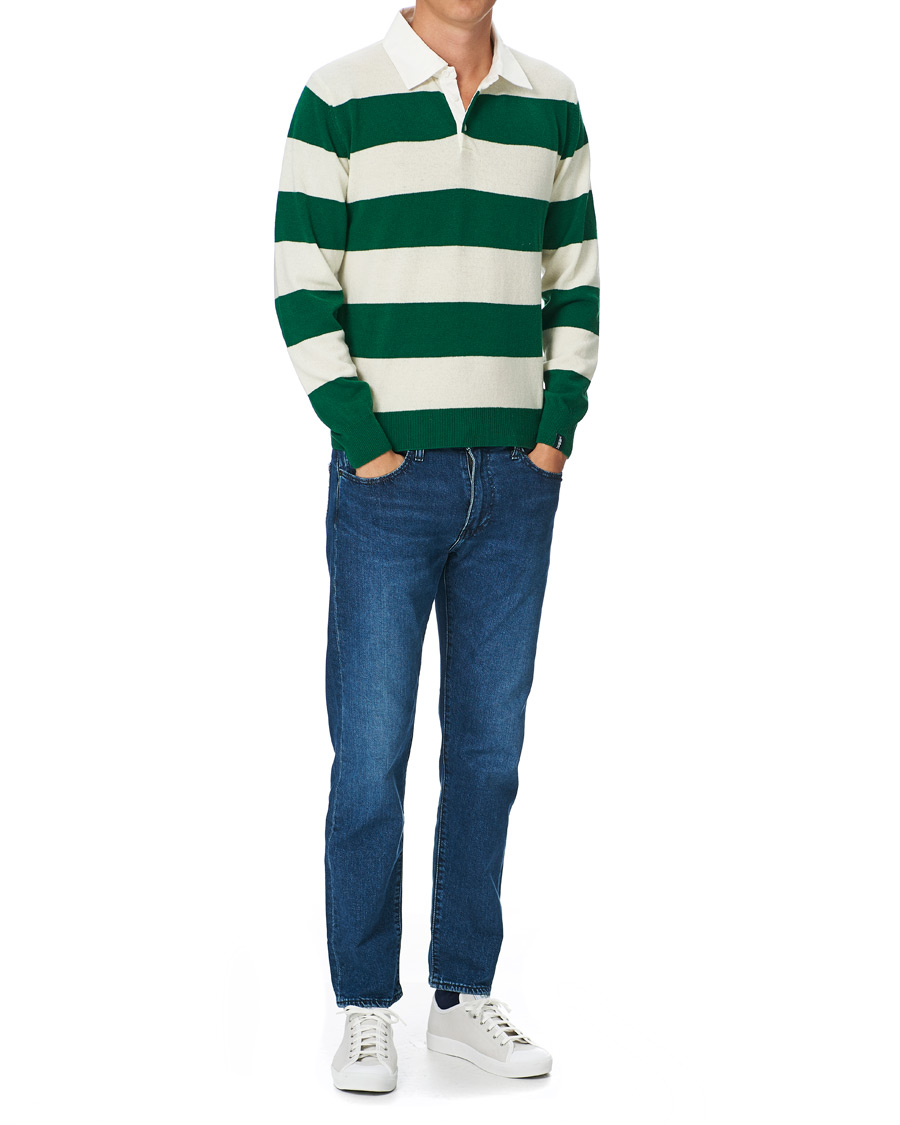 Herr | Tröjor | Mackintosh | Knitted Wool Rugby Sweater Green/White