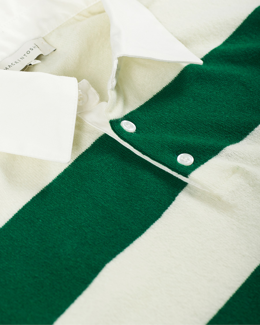 Herr | Tröjor | Mackintosh | Knitted Wool Rugby Sweater Green/White