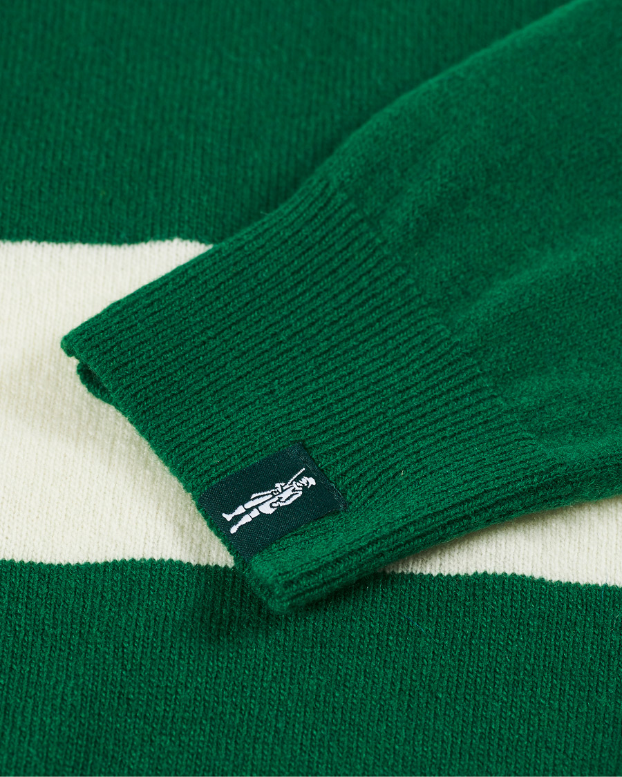 Herr | Tröjor | Mackintosh | Knitted Wool Rugby Sweater Green/White