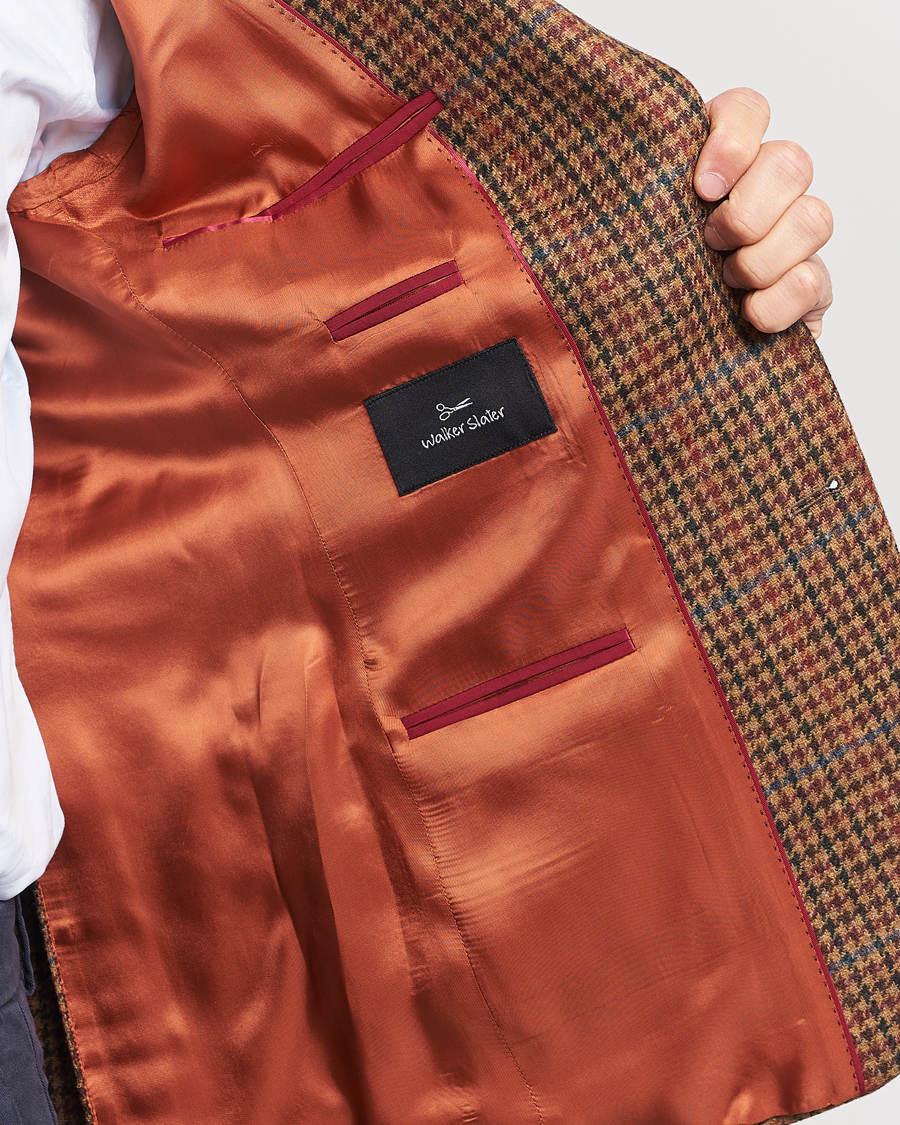 Herr | Kavajer | Walker Slater | Edward Lambswool Houndstooth Blazer Tan