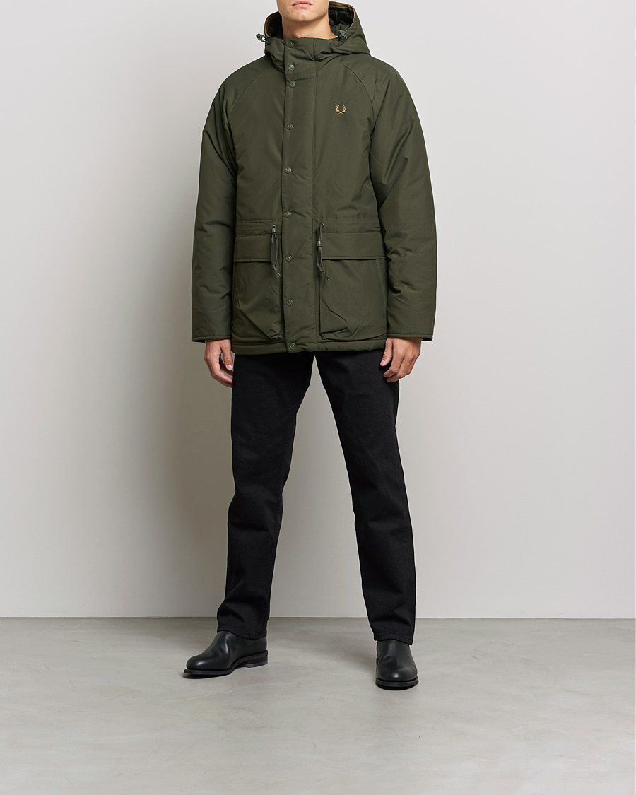 Herr |  | Fred Perry | Padded Zip Through Parka  Hunting Green