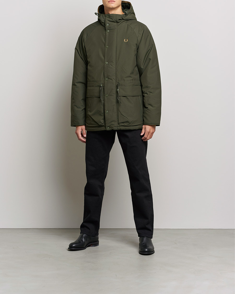 Herr | Jackor | Fred Perry | Padded Zip Through Parka Hunting Green