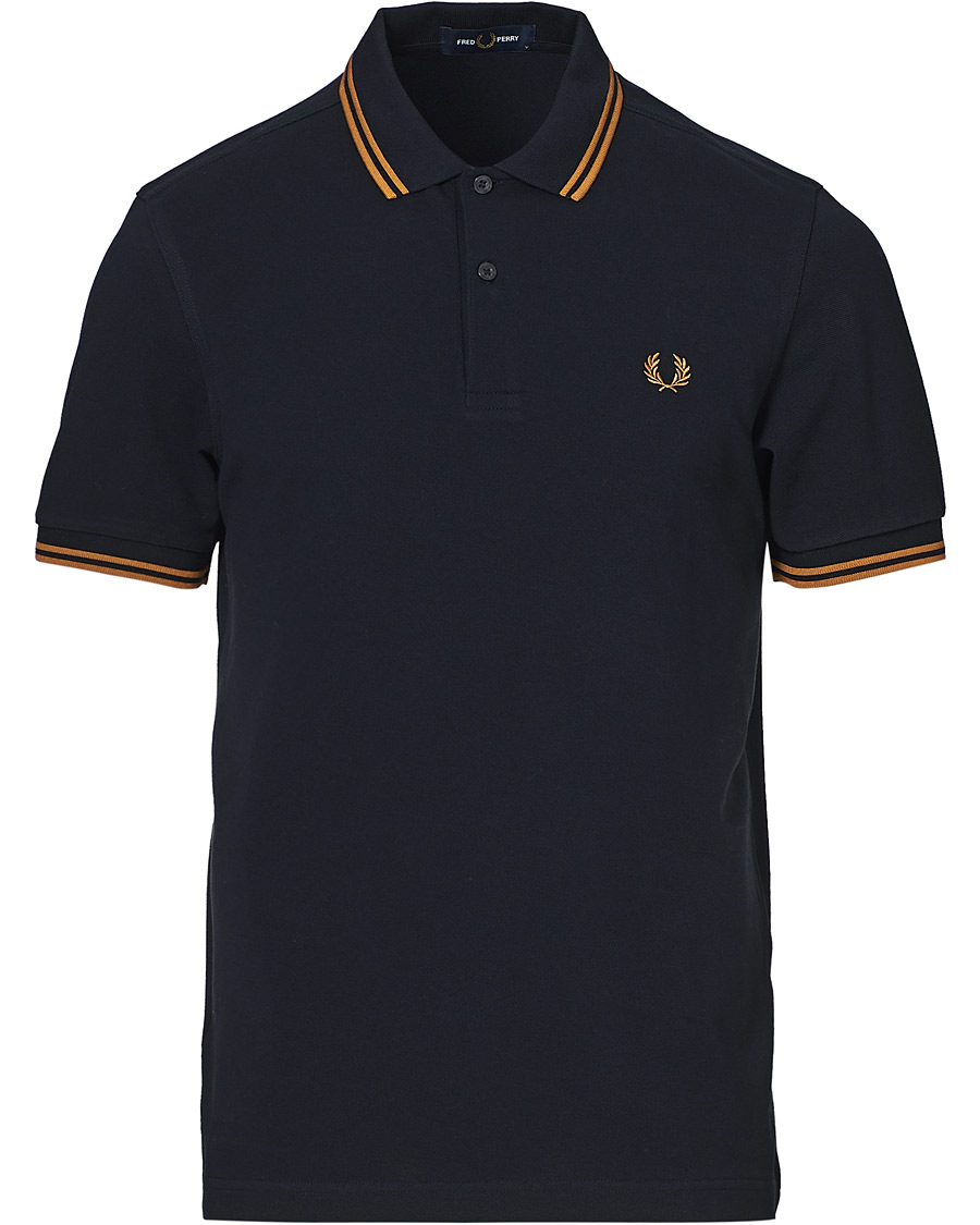 Herr | Pikéer | Fred Perry | Twin Tip Polo Navy/Dark Caramel