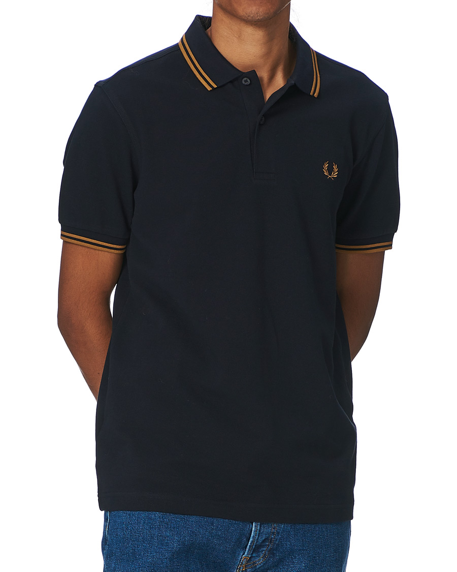 Herr | Pikéer | Fred Perry | Twin Tip Polo Navy/Dark Caramel