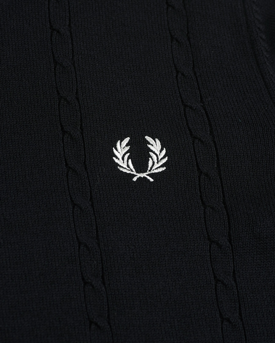 Herr | Tröjor | Fred Perry | Cable Knit Crew Neck Jumper Black